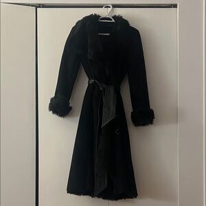 Armani Exchange Black Fur-Accented Jacket